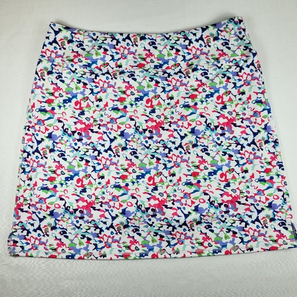 LouKeith Floral SKORT Womens Size L White Pink Blue Green Tennis Golf Activewear - Picture 1 of 16